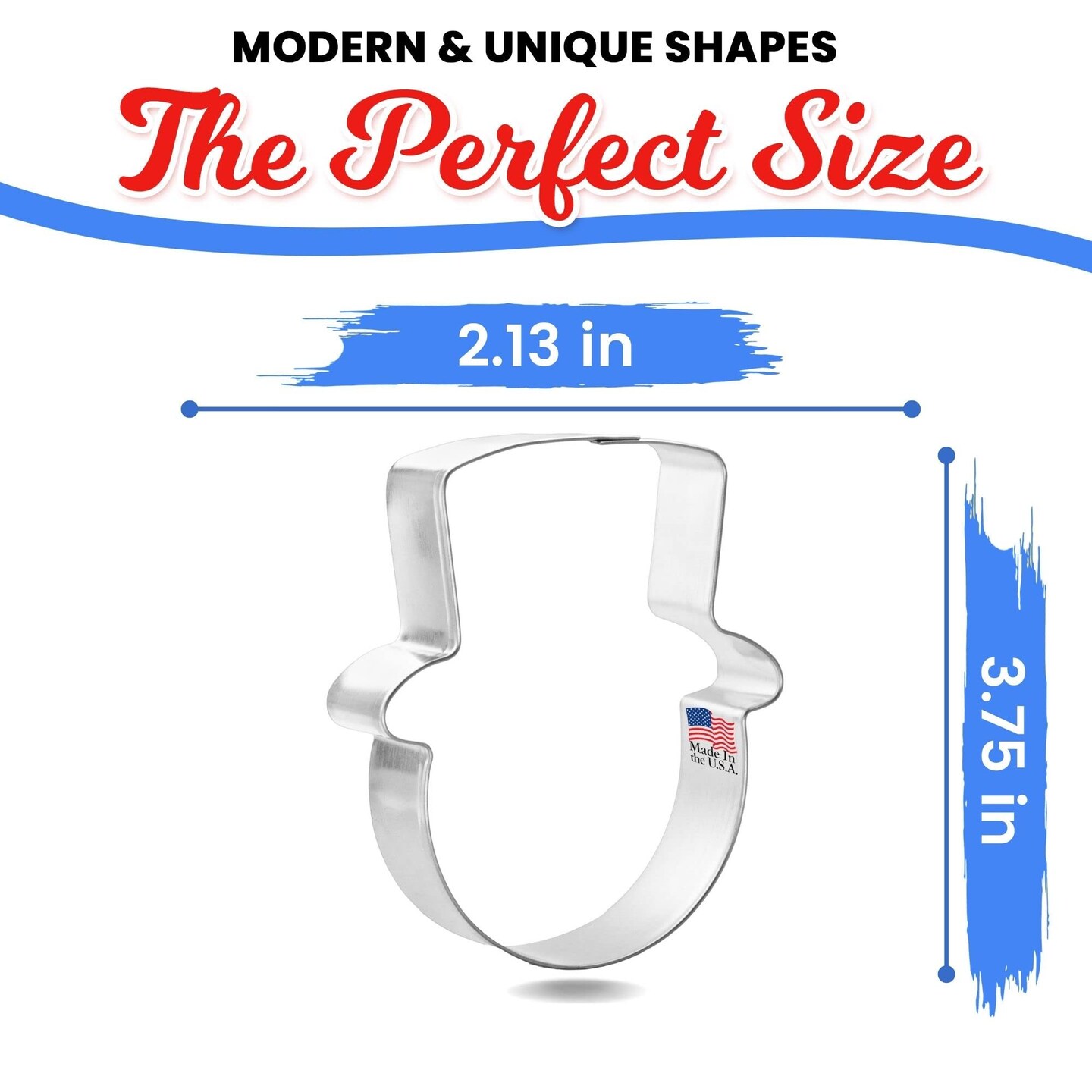 Snowman Face With Hat Cookie Cutter 3.75 in B1583, CookieCutter.com, Tin Plated Steel, Handmade in the USA