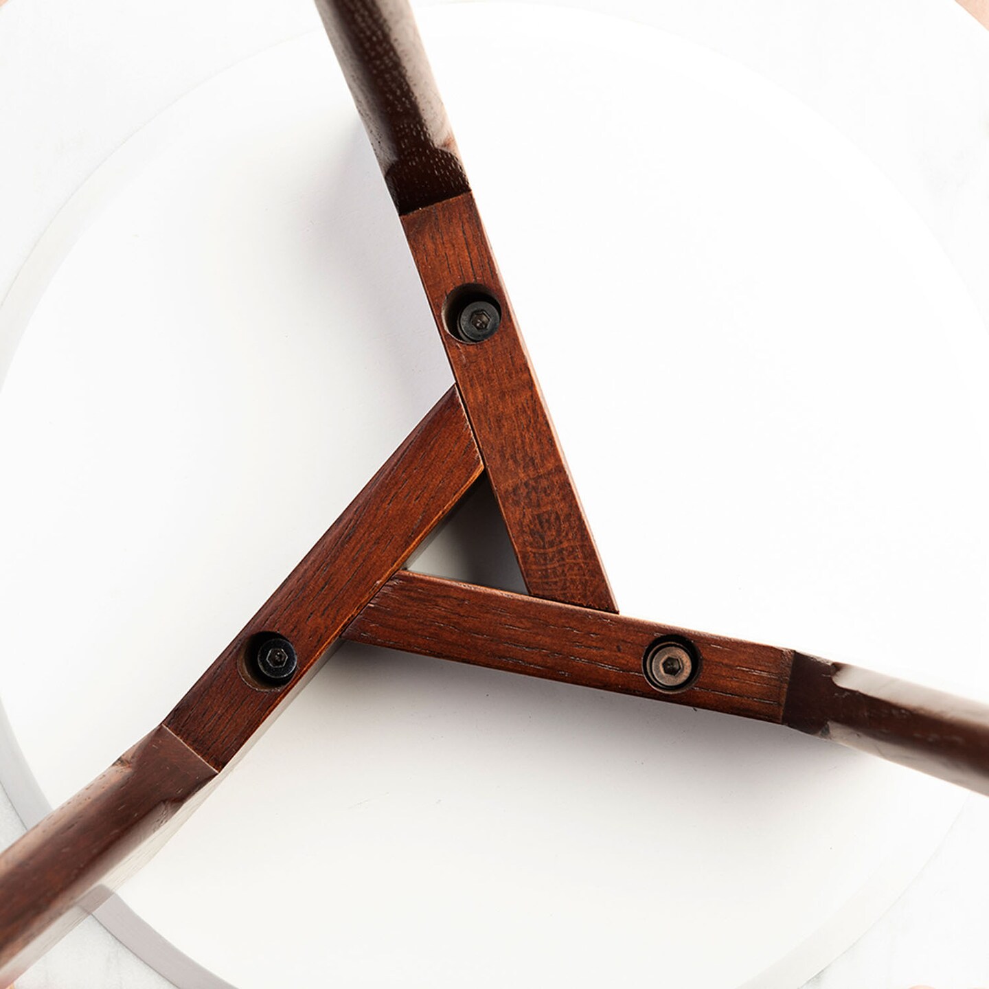 Stella 31" Round Italian Carrara White Marble Coffee Table with Walnut Legs