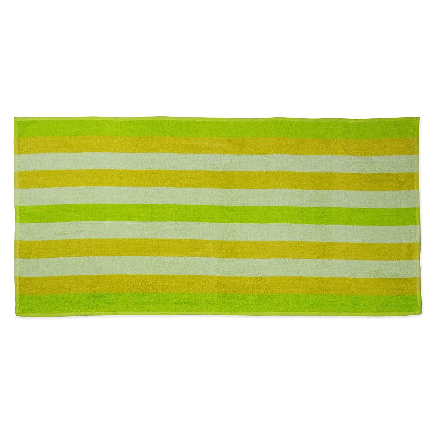 Contemporary Home Living 59&#x22; Green and Yellow Striped Rectangular Beach Towel