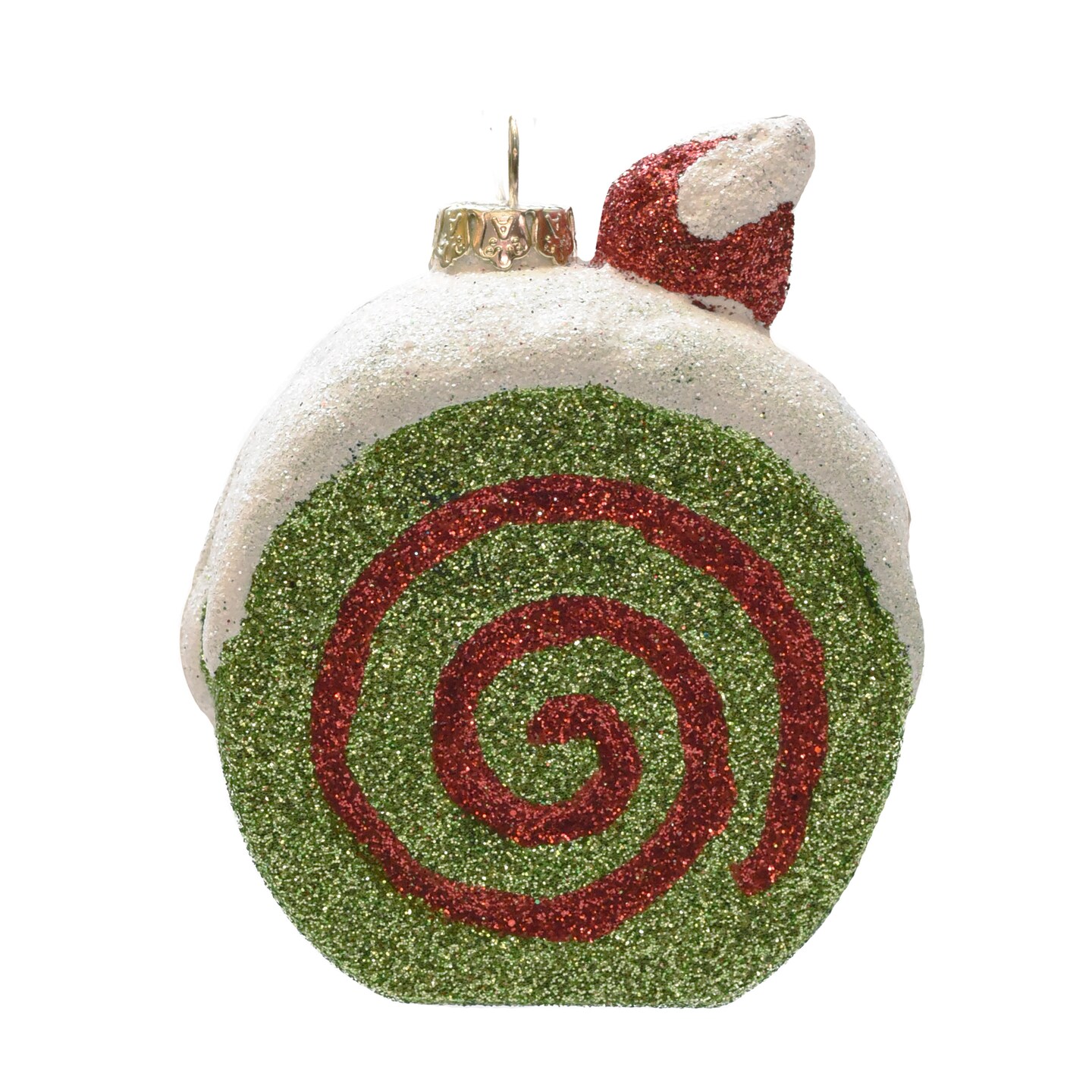 Northlight 3.25" Green, Red, and Beige Glittered Shatterproof Cake Slice Christmas Ornament