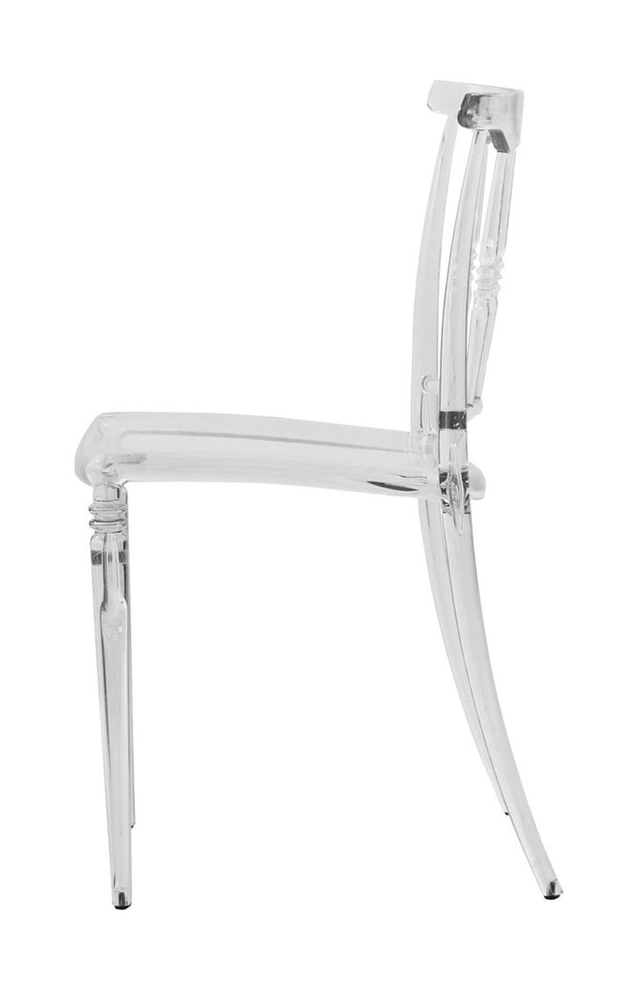 LeisureMod Spindle Transparent Modern Lucite Dining Chair in Clear - Clear