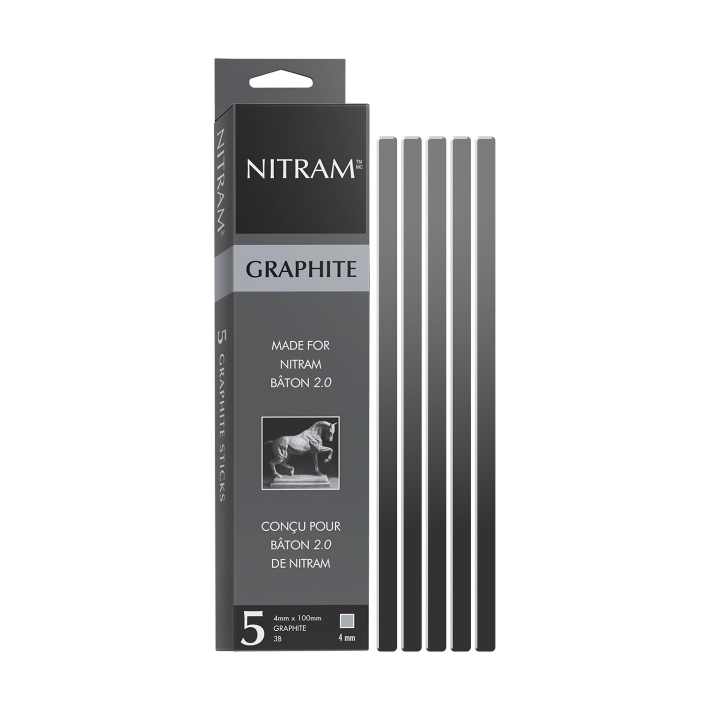 Nitram Art Nitram Baton & Mignonettes, Graphite Sticks 3B, 4mm, 5/Pkg.