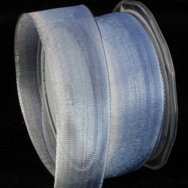 The Ribbon People Cobalt Blue and Silver Ombre Metallic Wired Craft Ribbon 1.5&#x22;z x 27 Yards