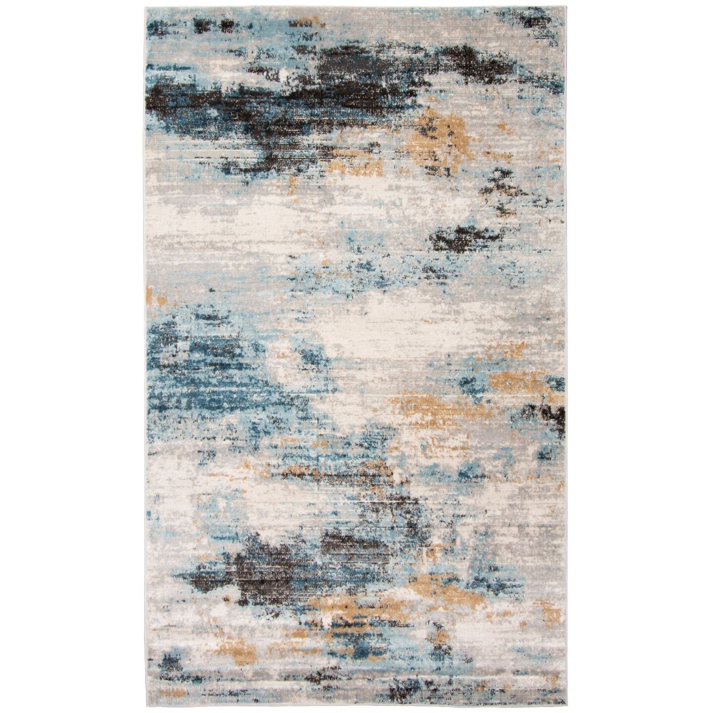 Chaudhary Living 5&#x27; x 8&#x27; Abstract Area Throw Rug - Blue and Black