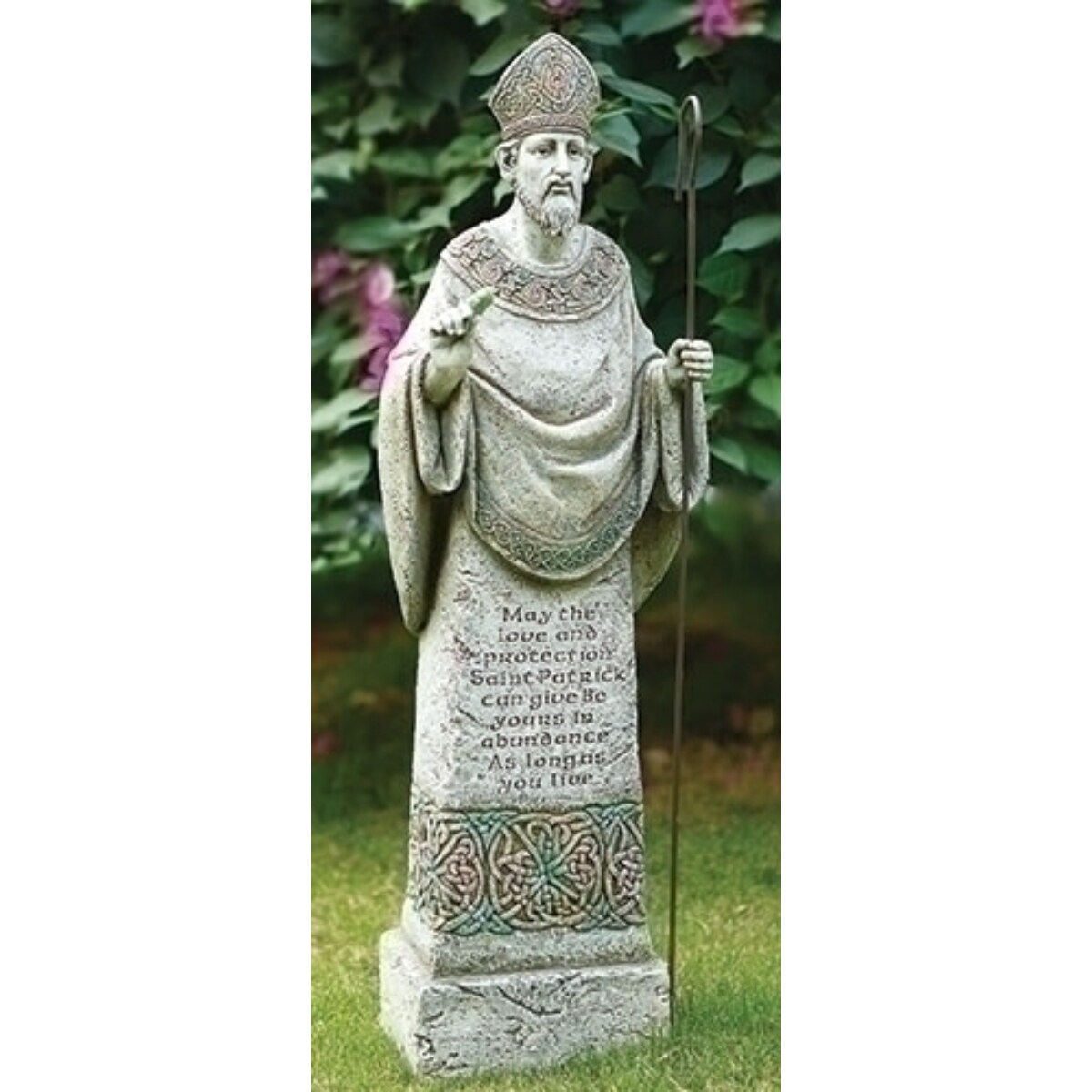 Roman St. Patrick with Irish Blessing Outdoor Garden Statue - 26.5&#x22;