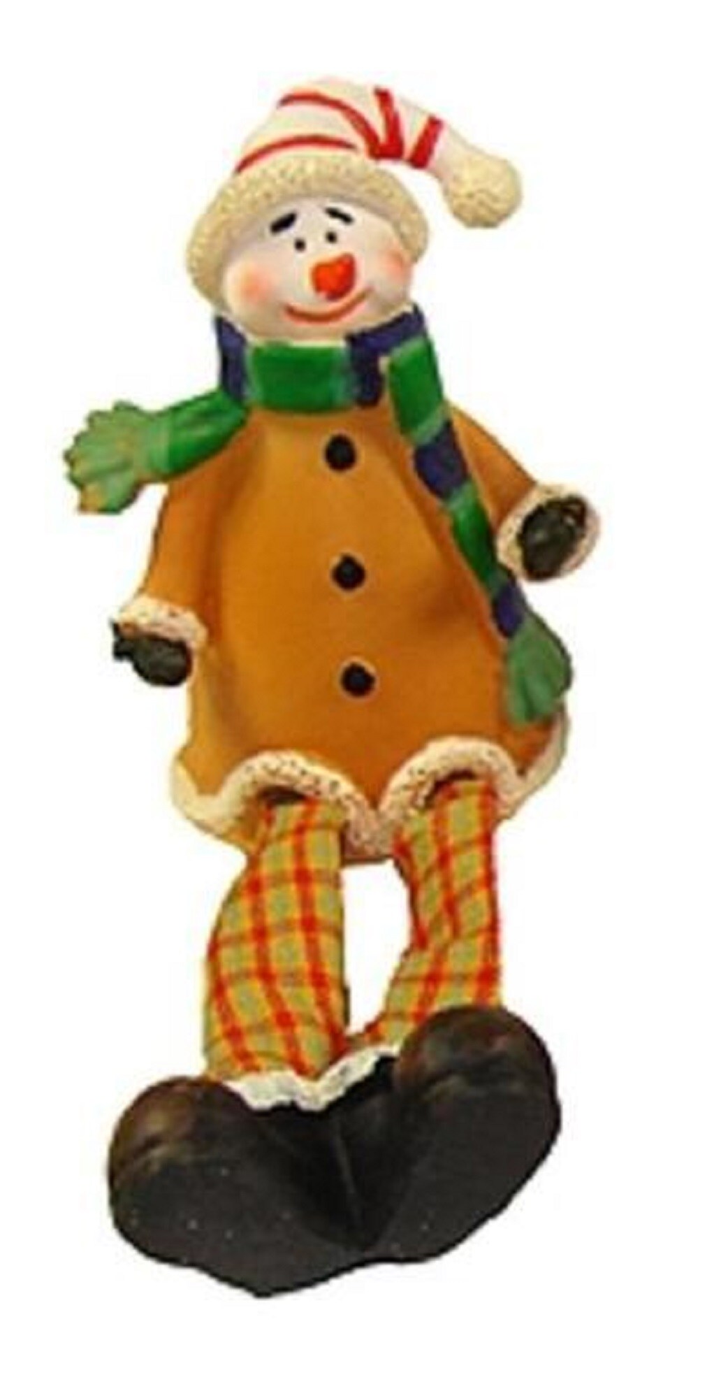 CC Christmas Decor 5.5&#x22; Festive Yellow and Plaid Sitting Snowman Christmas Table Top Figure