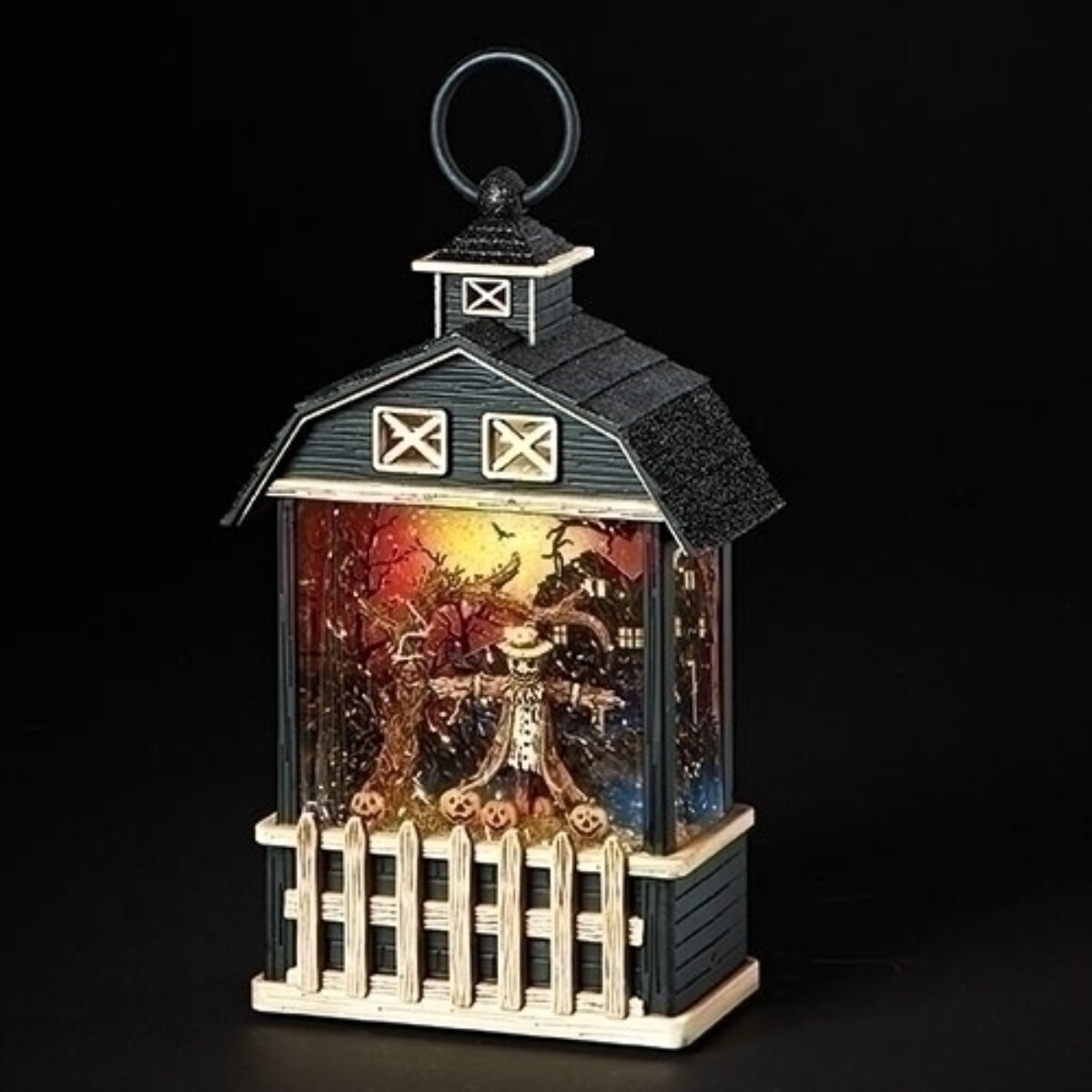 Roman 9.5&#x22; LED Lighted Haunted Barn Halloween Snow Globe Lantern