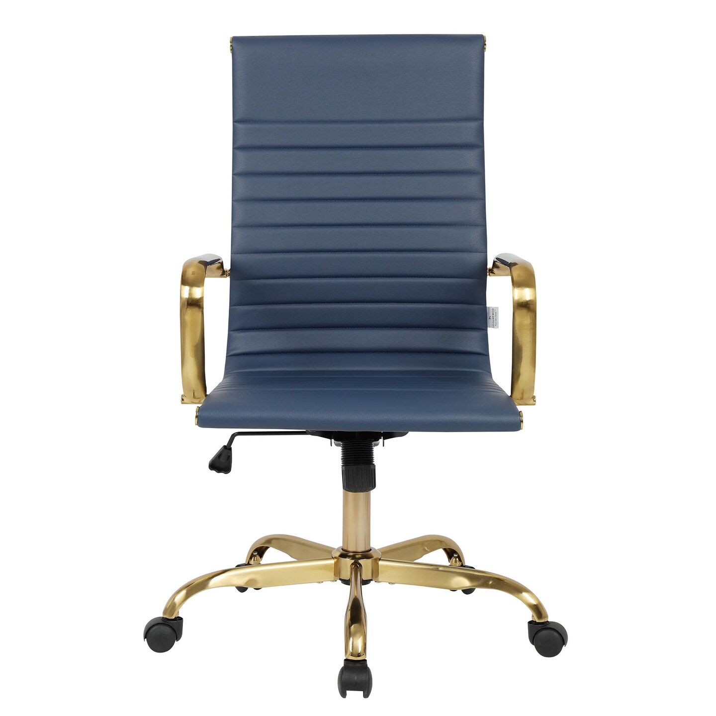 LeisureMod Harris High-Back Faux Leather Office Chair with Gold Frame
