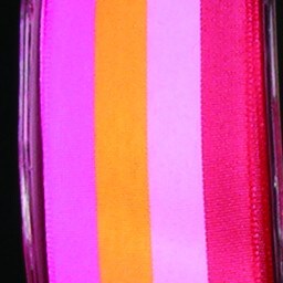 The Ribbon People Pink and Orange Woven Stripes Wired Craft Ribbon 1.5&#x22; x 54 Yards