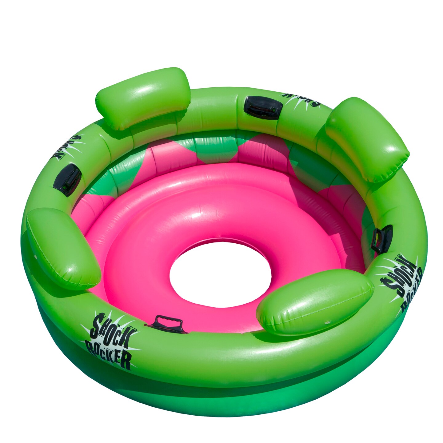 Swim Central 75" Bright Green and Pink Inflatable Shock Rocker Swimming Pool Float