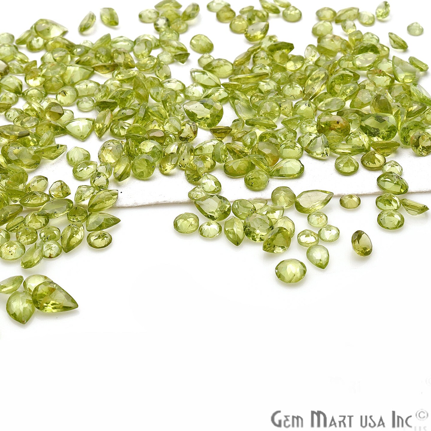 Peridot Gemstone, 100% Natural Faceted Loose Gems, August Birthstone, 6-12mm,50 Carats, GemMartUSA (PT-60001-50)