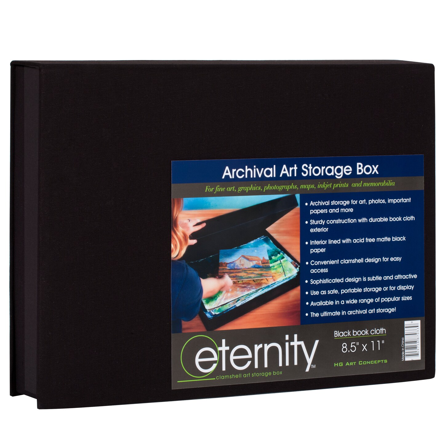 HG Concepts Art Photo Storage Box Eternity Archival Clamshell Box For Storing Artwork, Photos & Documents Deluxe Acid-Free Sturdy & Lined With Archival Paper
