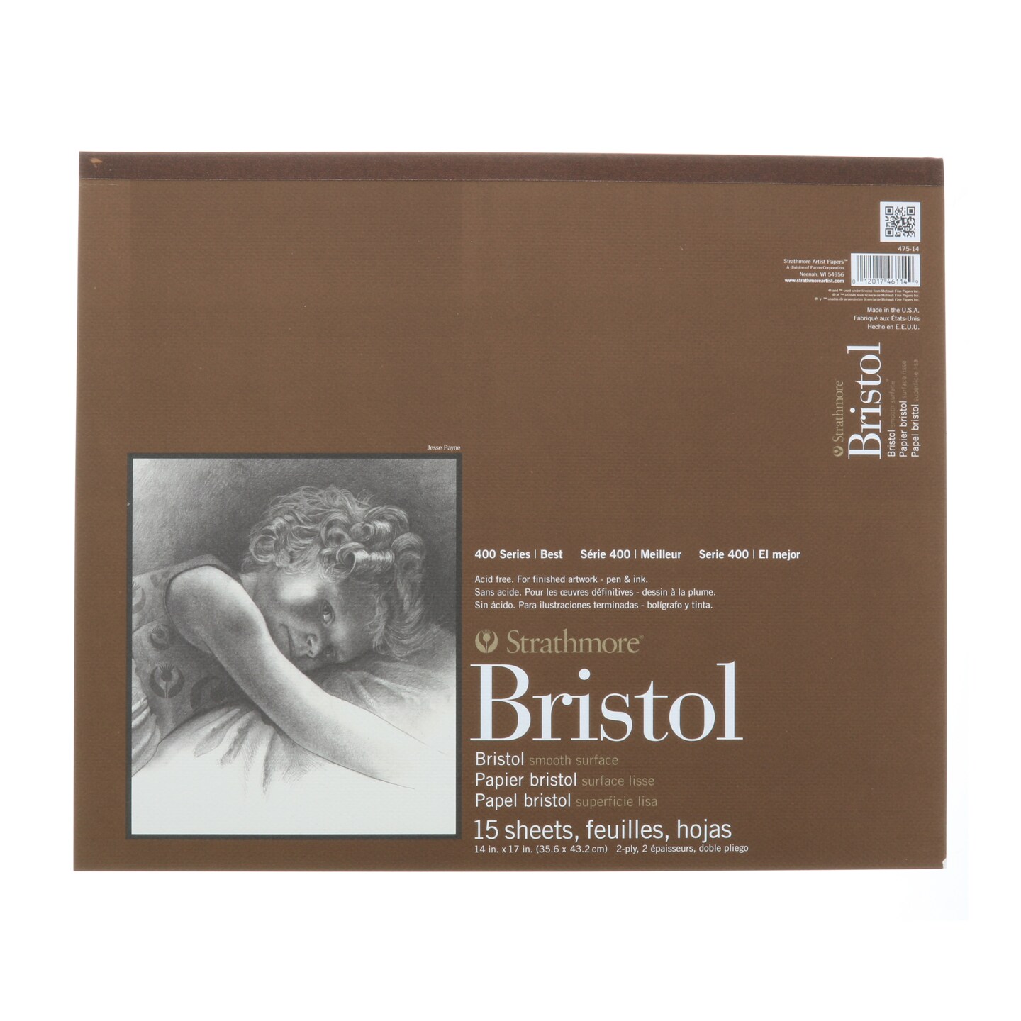 Strathmore - Bristol Paper Pad - Series 400 - Smooth - 14&#x22; x 17&#x22; - 15 Shts./Pad