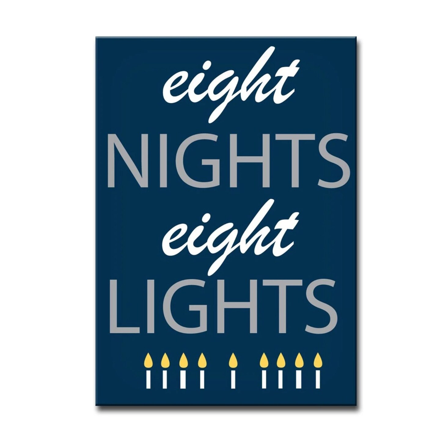 Crafted Creations Navy Blue and White &#x22;Eight Nights Eight Lights&#x22; Hanukkah Rectangular Wall Art Decor 30&#x22; x 20&#x22;