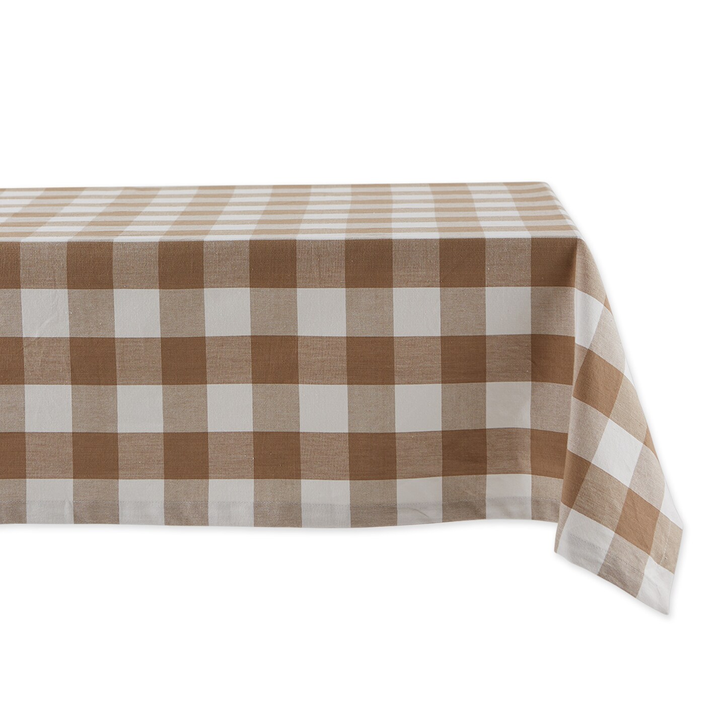 Contemporary Home Living 60&#x22; x 84&#x22; White and Stone Brown Buffalo Check Table Cloth