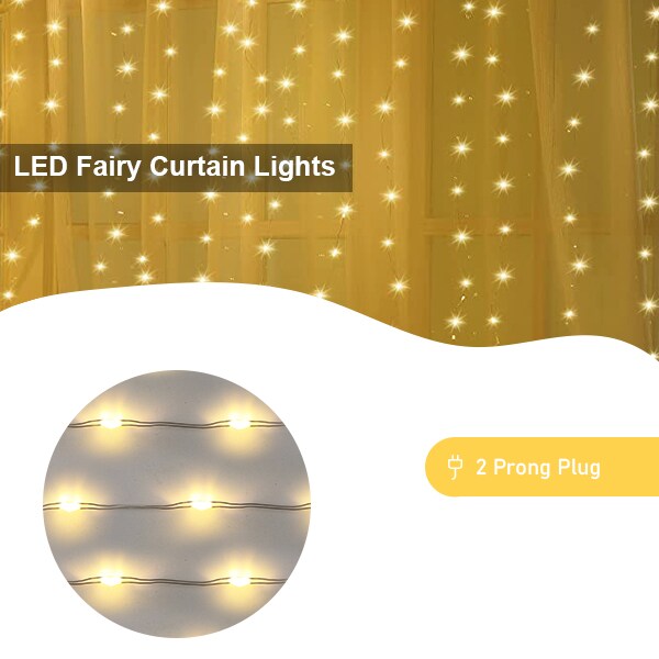 Perfect Holiday 480 LED Cluster Curtain Fairy Lights Plug in - Warm White