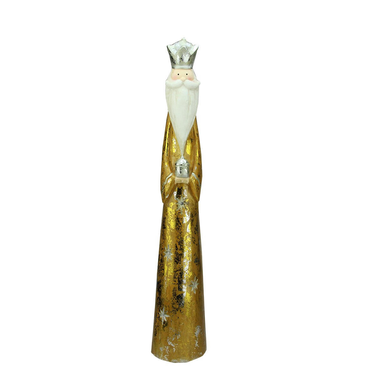A &#x26; B Floral 23.5&#x22; Distressed Gold and Silver King Gaspar Wise Man Christmas Natiivity Figure
