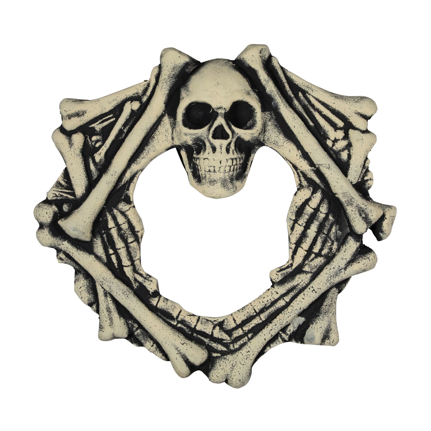 Northlight Skull Head and Bones Halloween Wreath - 18&#x22;, Unlit