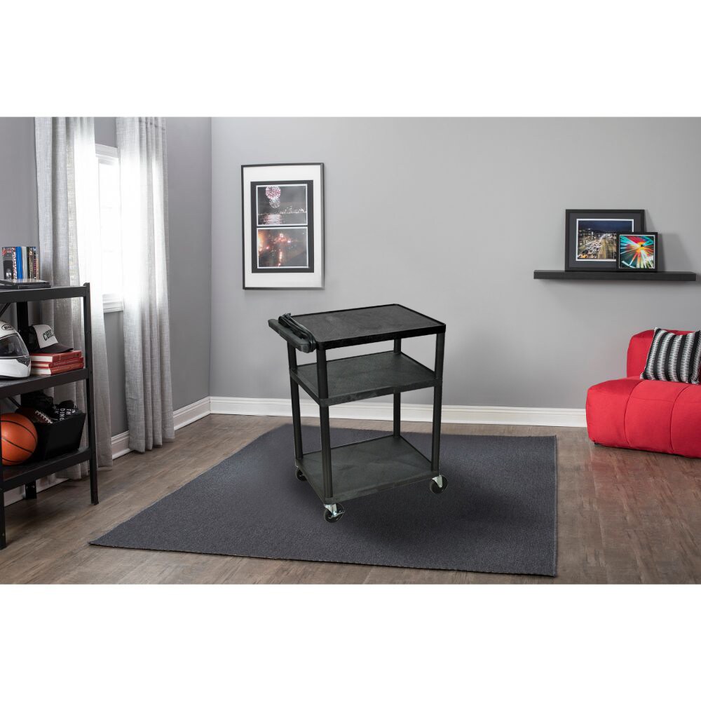 Luxor Office Multipurpose Endura 3 Shelf Black Presentation Utility Cart