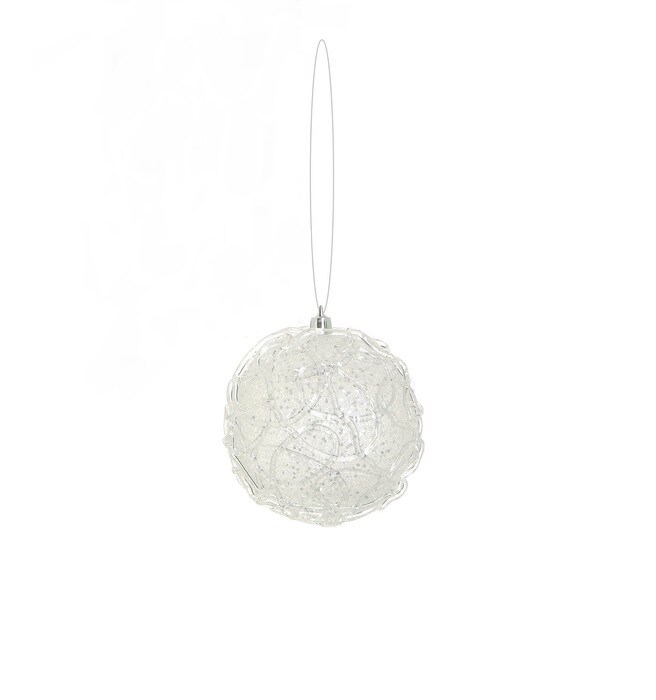 Select Artificials Glittered Clear and Silver Shatterproof Christmas Ball Ornament 4&#x22; (100mm)