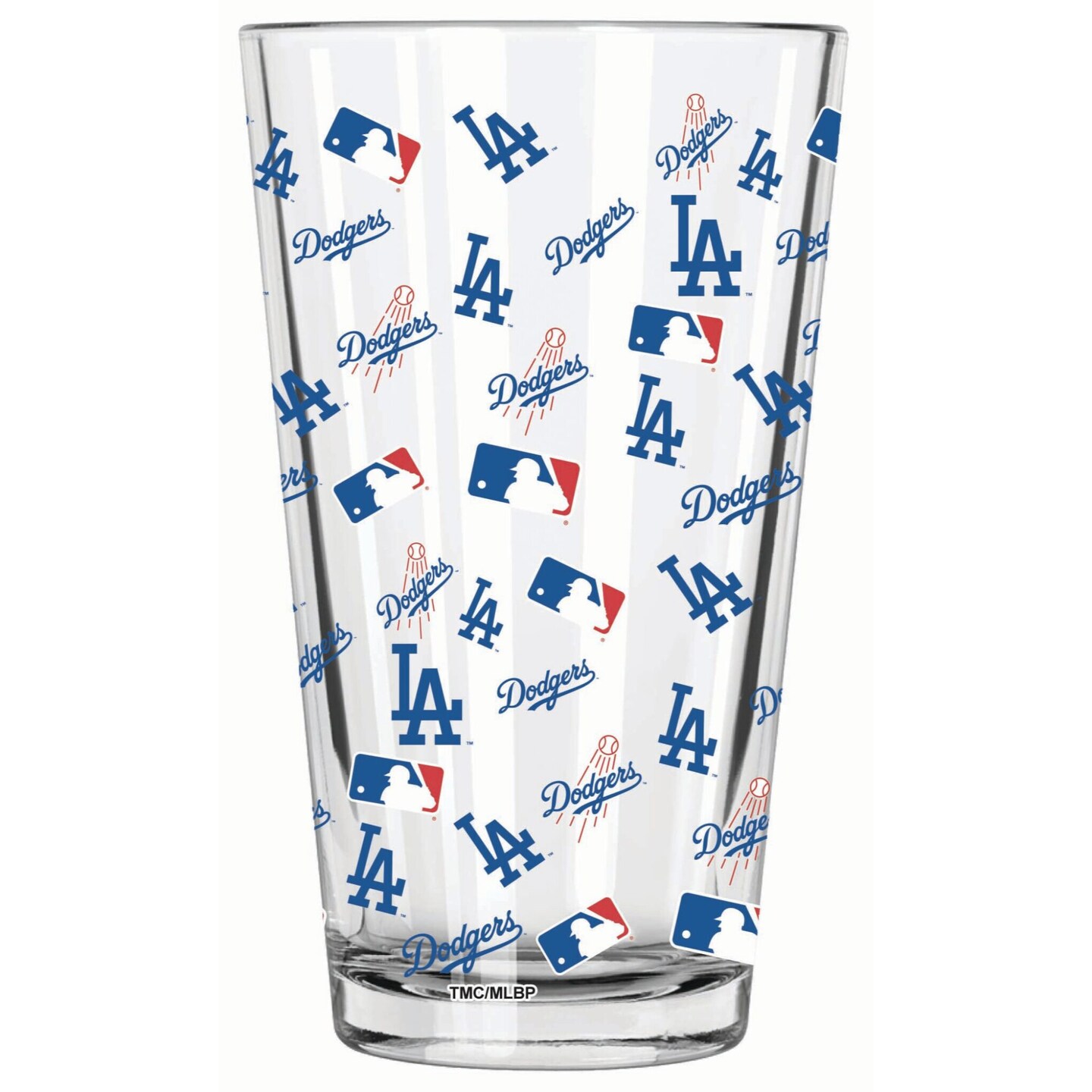 The Memory Company 5.75" Clear and Blue Los Angeles Dodgers Logo Printed Pint Glass