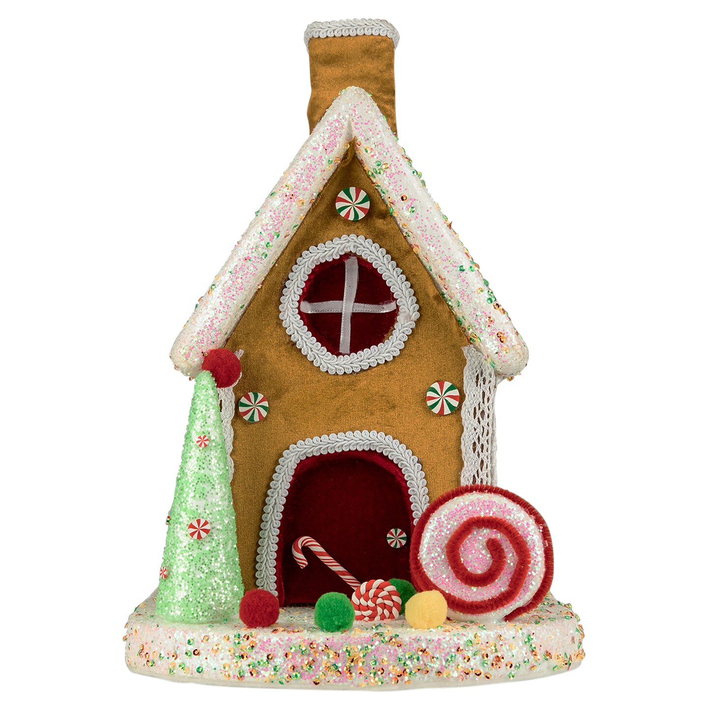 Northlight Gingerbread Glitter Candy House Christmas Decoration - 13&#x22;