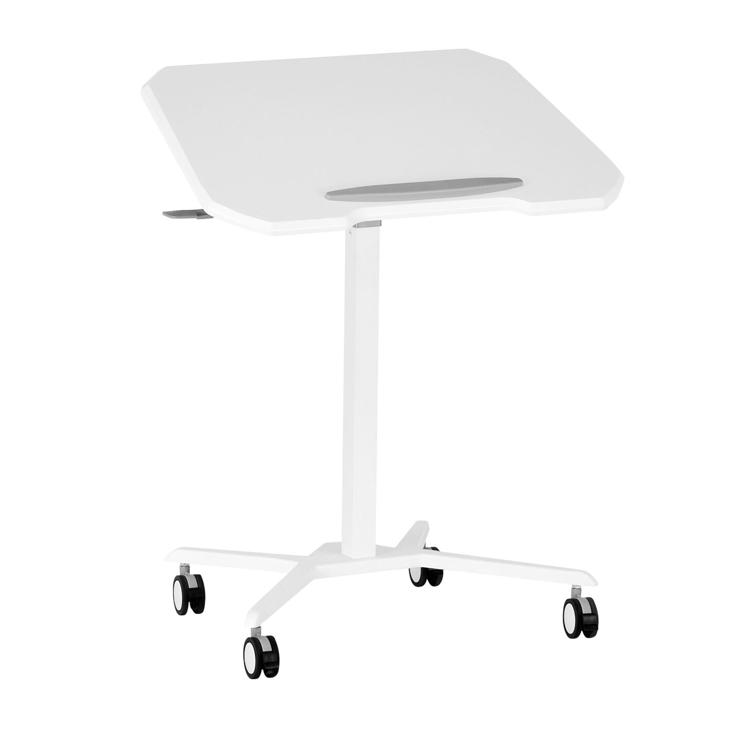 Techni Office Solutions 42.5&#x22; White Durable Rolling Adjustable and Tiltable Laptop Cart