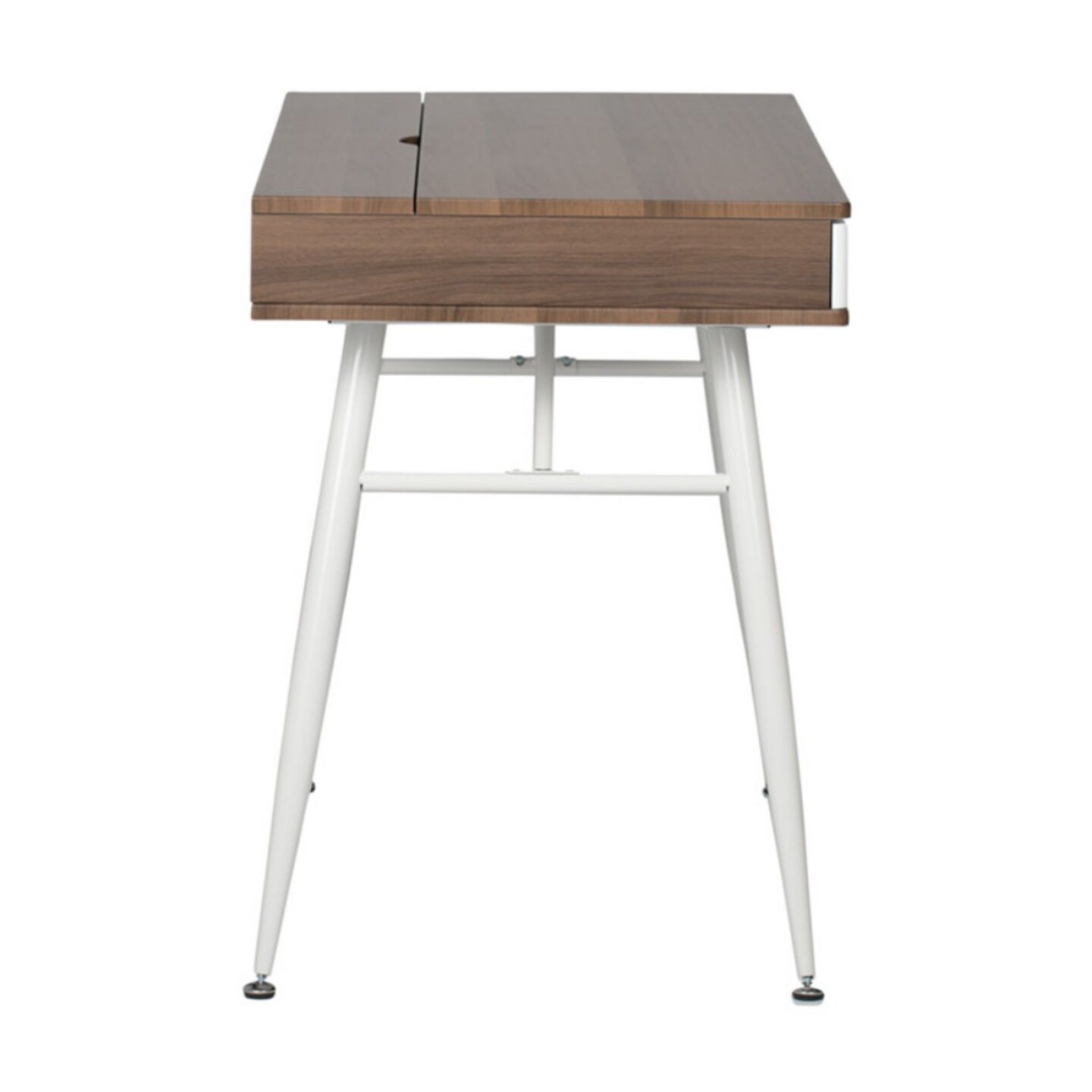 Calico Designs Alcove Split Drawer Desk with Device Storage - White/Chestnut Finish