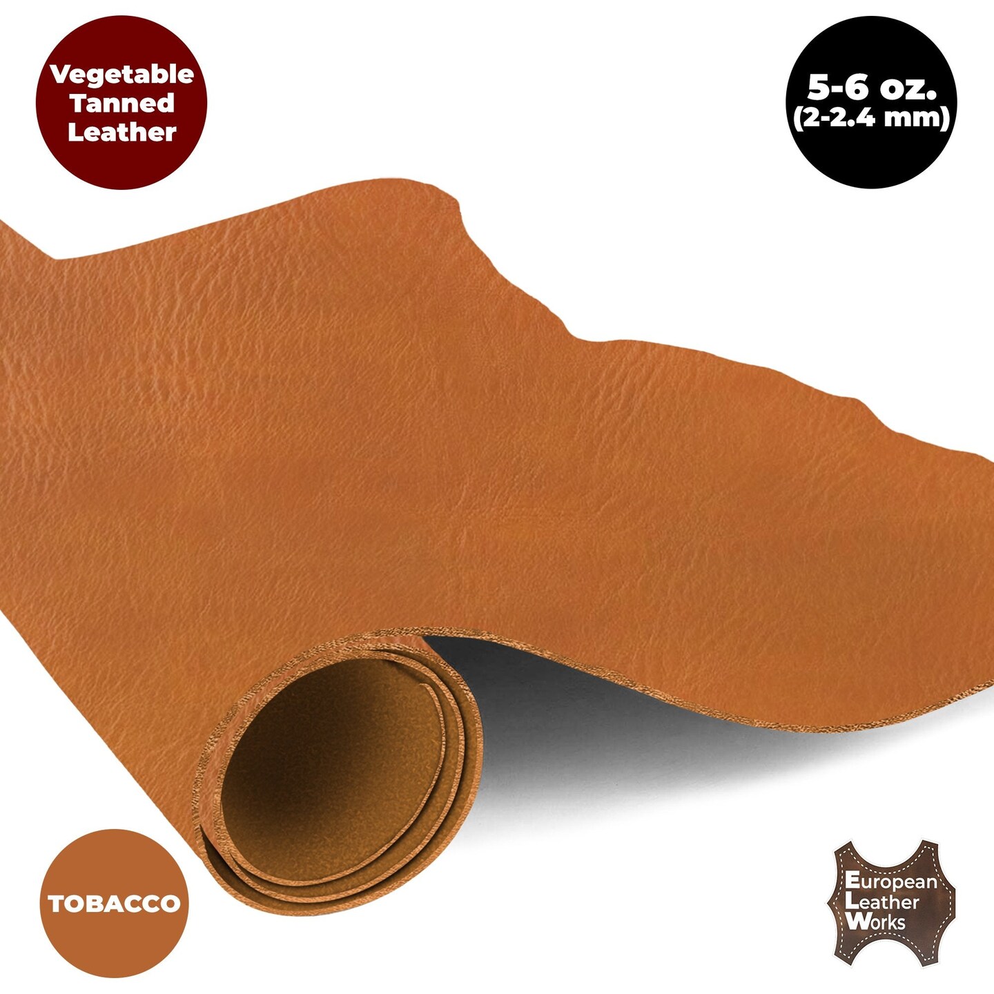 European Leather Work 5-6 oz. (2-2.4mm) Vegetable Tanned Leather Natural