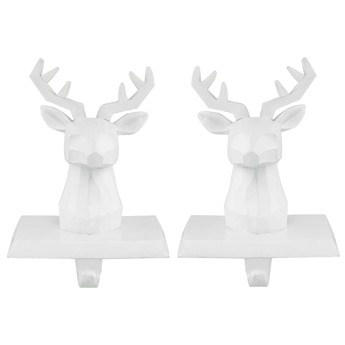 Northlight Set of 2 White Reindeer Head Christmas Stocking Holders 5.75"