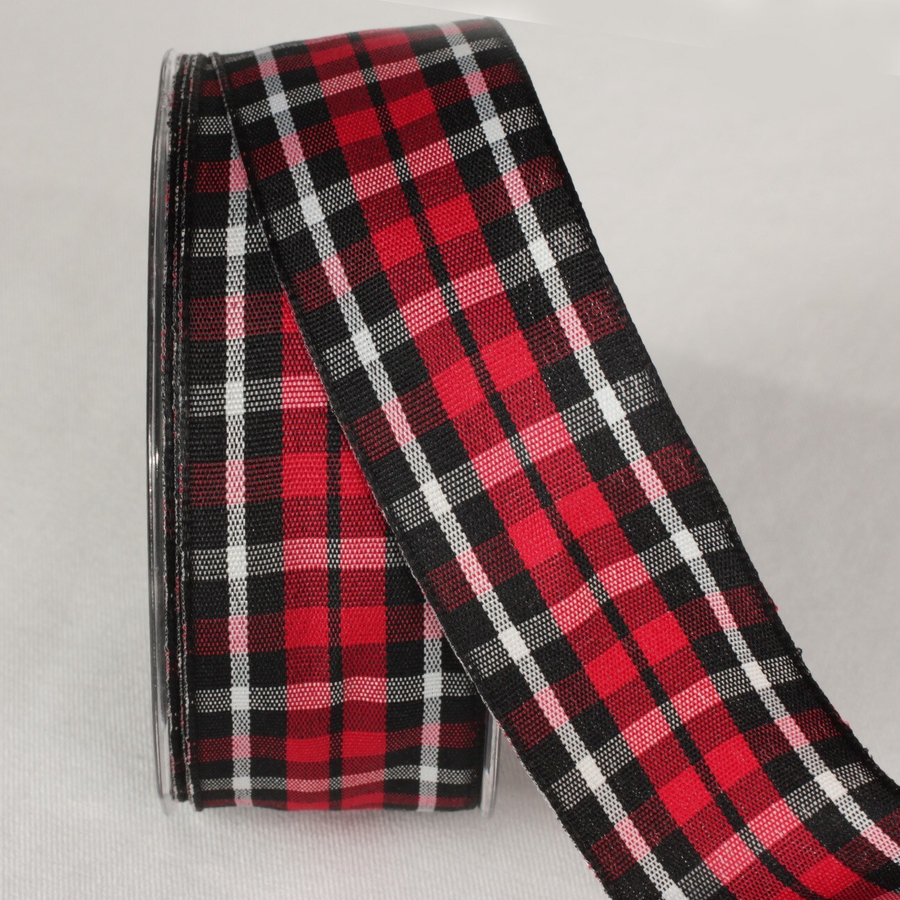 The Ribbon People Scarlet Red and Black Plaid Tartan Wired Craft Ribbon 1.5" x 30 Yards