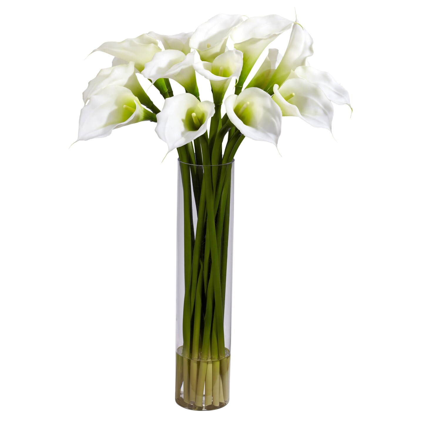 Nearly Natural 27" Calla Lily Artificial Floral Arrangement with Cylinder Vase