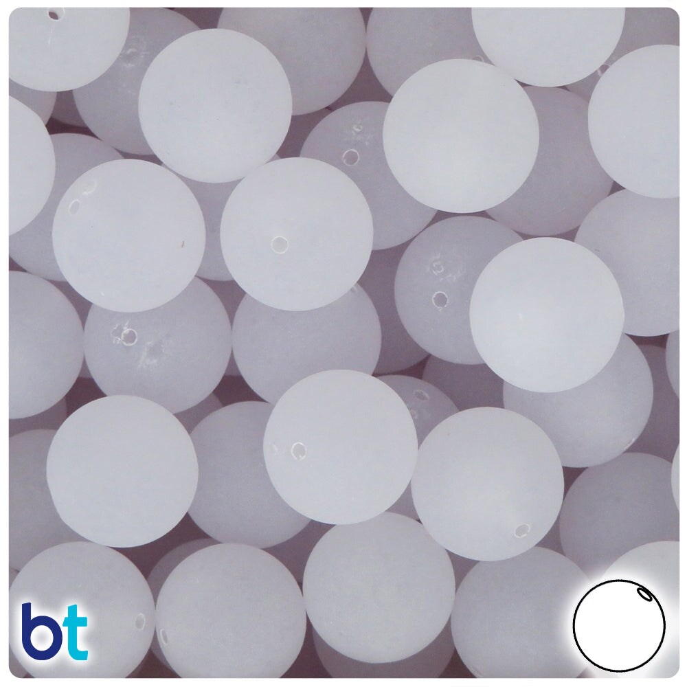 BeadTin Ice Frosted 16mm Round Plastic Craft Beads (20pcs)