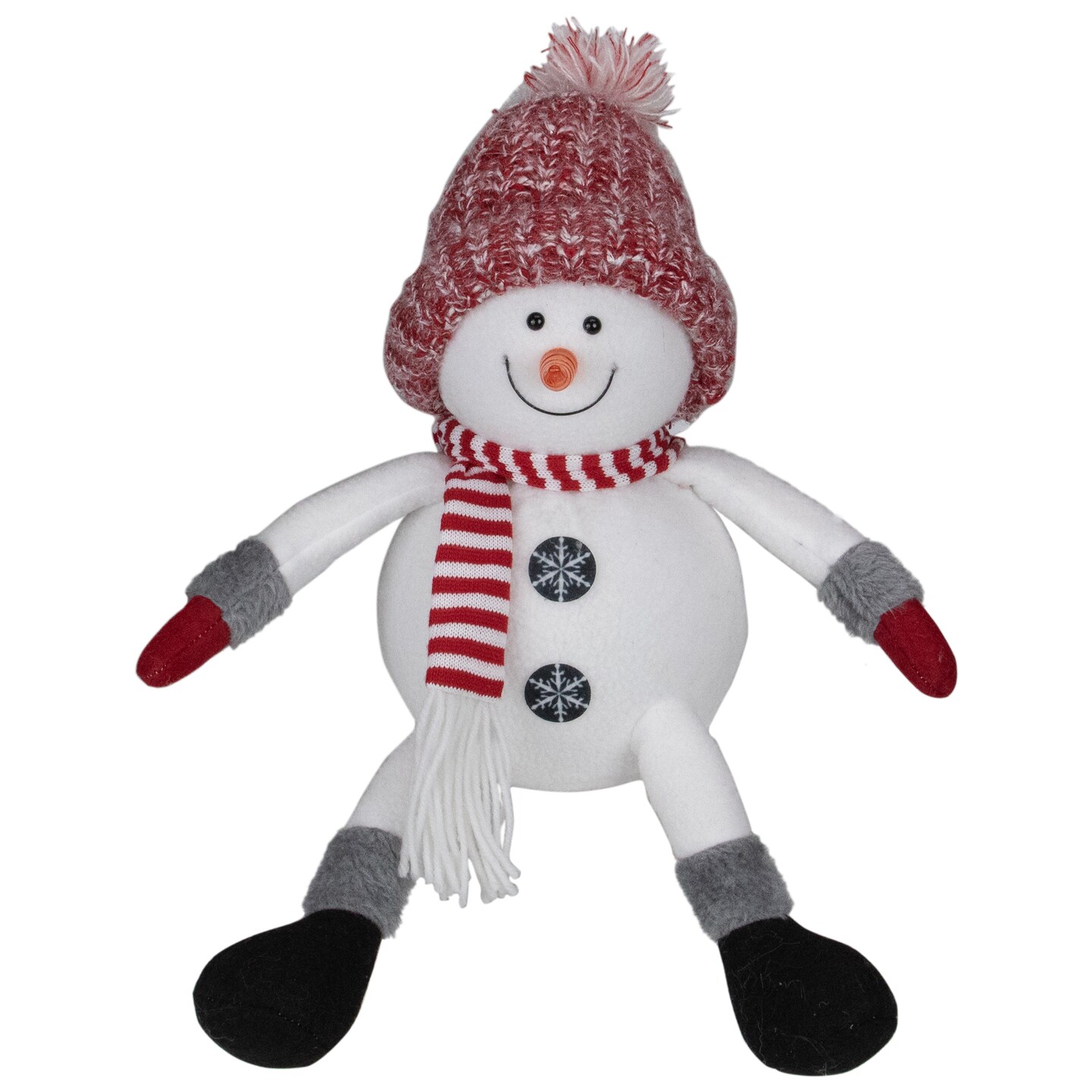 Northlight Sitting Winter Snowman Christmas Decoration - 16&#x22; - Red and White