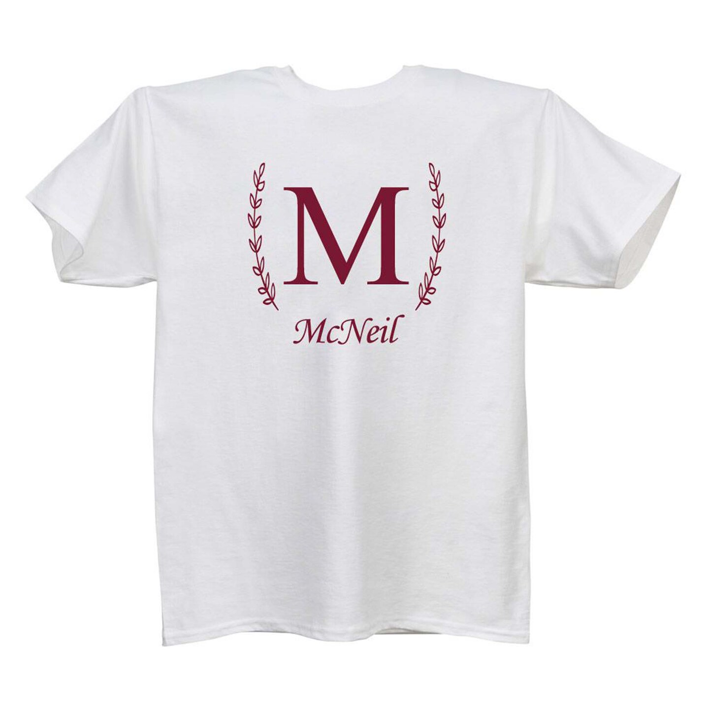 Contemporary Home Living Small White T-shirt Single Letter with Family Name Design