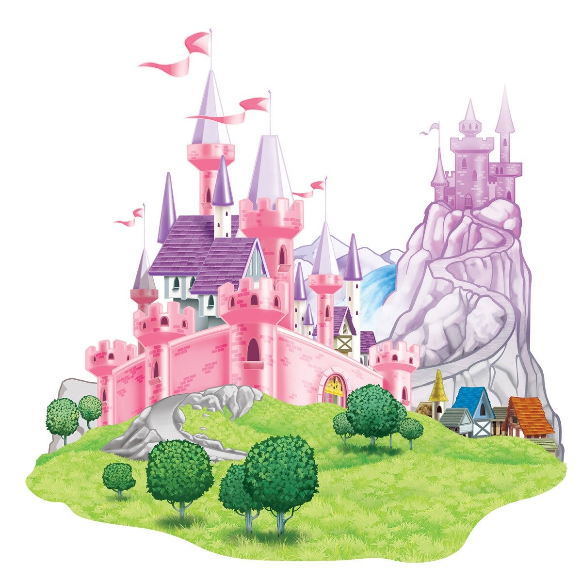 Party Central Club Pack of 12 Pink and Green Fantasy Knights Castle Wall Decors 5&#x27;