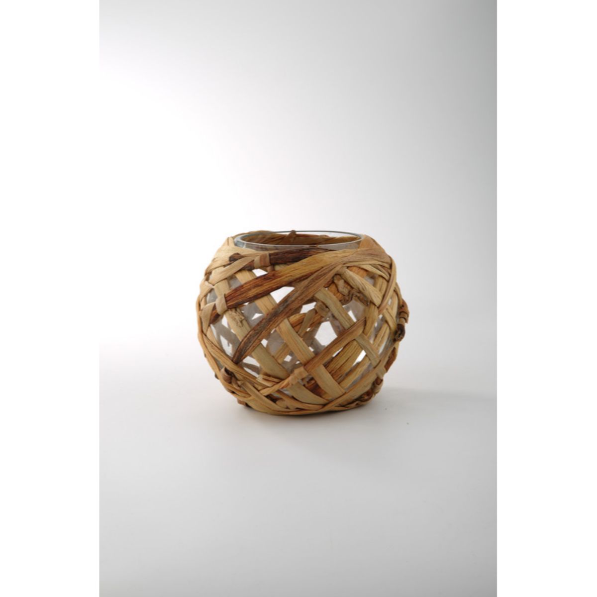 CC Home Furnishings Glass Globe Tied with Rope Vase - 8&#x22; - Clear and Brown