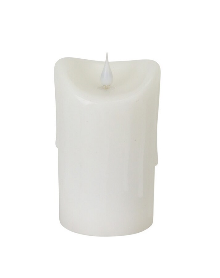 Melrose 5.25&#x22; Pre-Lit White Battery Operated Dripping Flameless LED Pillar Candle