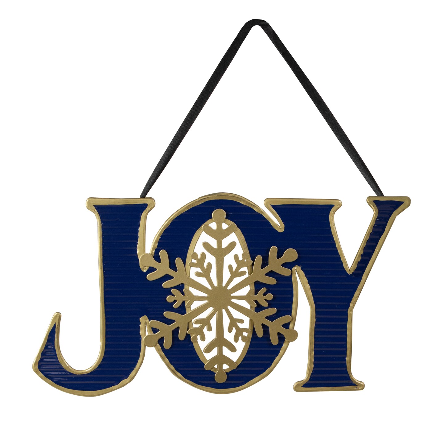 Northlight 16&#x22; Blue and Gold &#x22;JOY&#x22; Metal Christmas Wall Sign