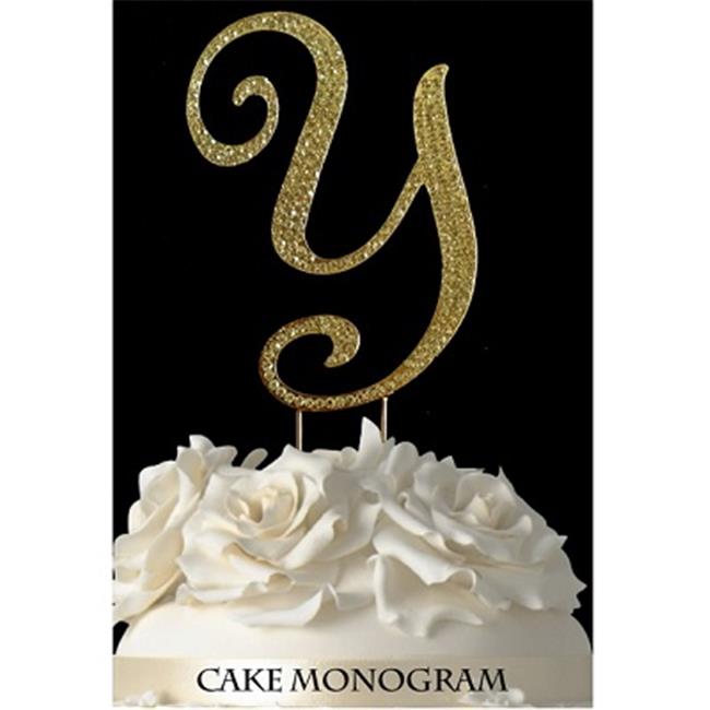 De Yi Enterprise Monogram Cake Toppers - Gold Rhinestone - Y