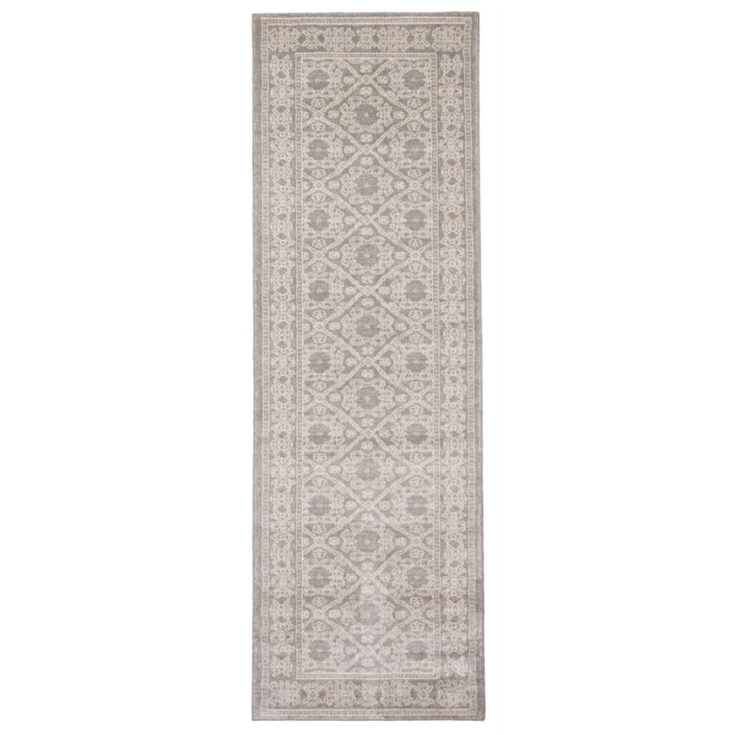 Chaudhary Living 2.5&#x27; x 8&#x27; Bordered Damask Rug Runner - Gray