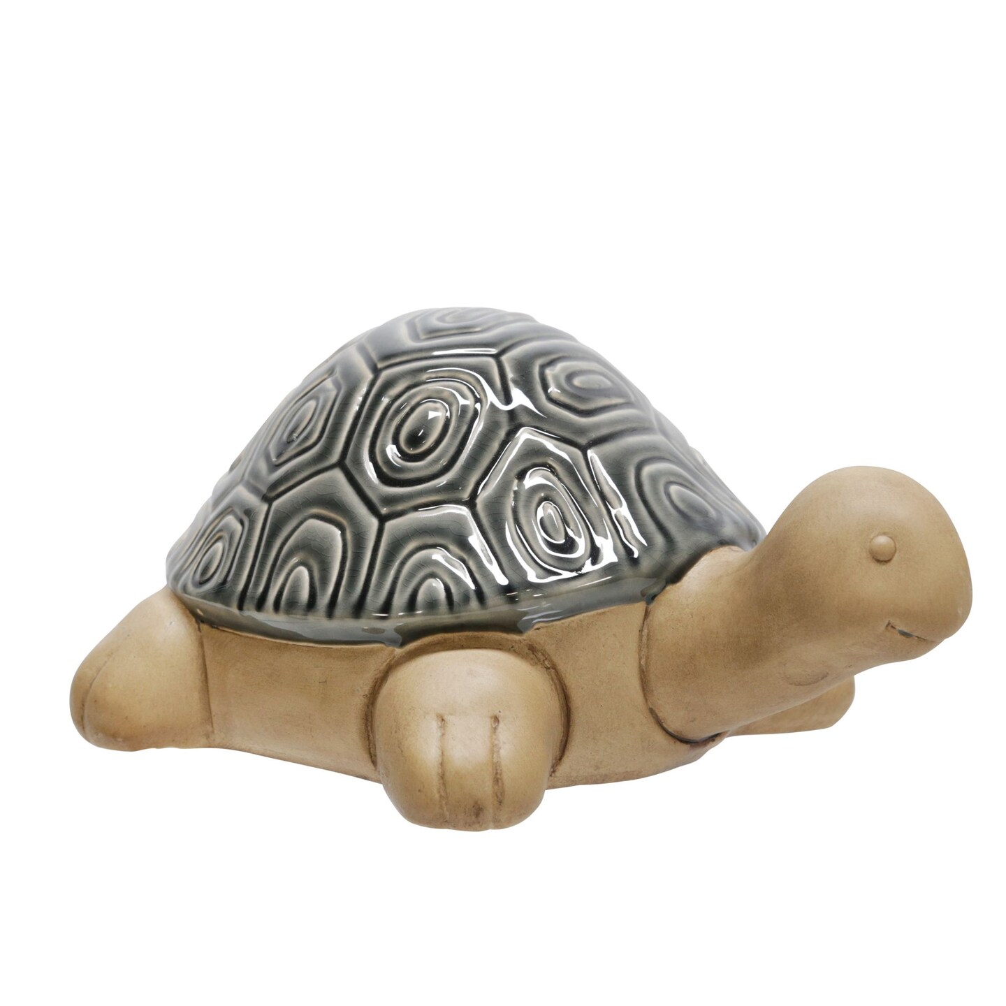 Kingston Living Ceramic Baby Tortoise Statue - 13" - Gray and Brown