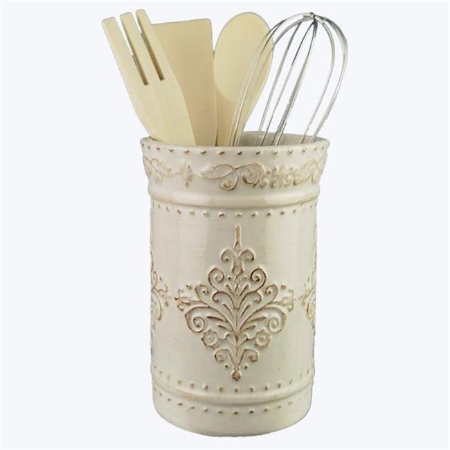 Youngs 10065 Ceramic French Country Kitchen Tool Holder with 4 Tools
