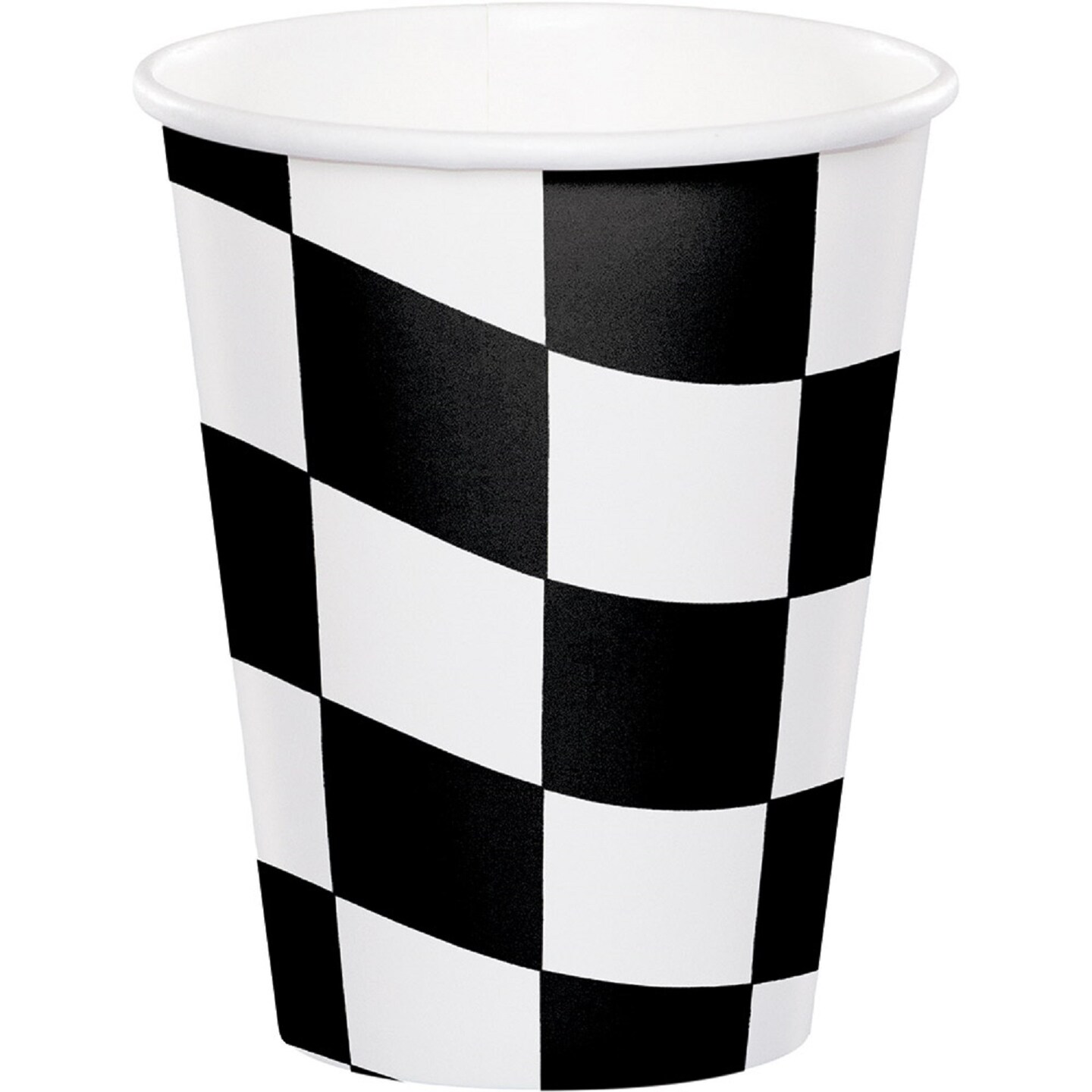 Party Central Club Pack of 96 Black and White Checkered Disposable Plastic Drinking Party Tumbler Cups 9 oz.