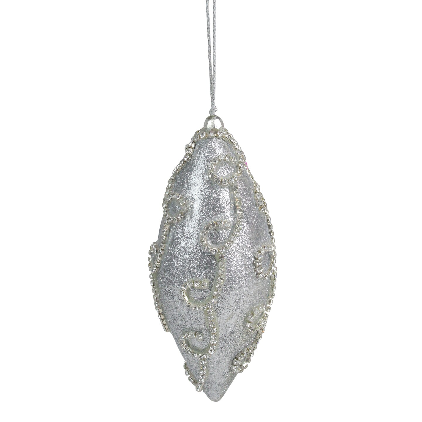 Allstate Glitter Silver Shatterproof Christmas Finial Ornament 6"