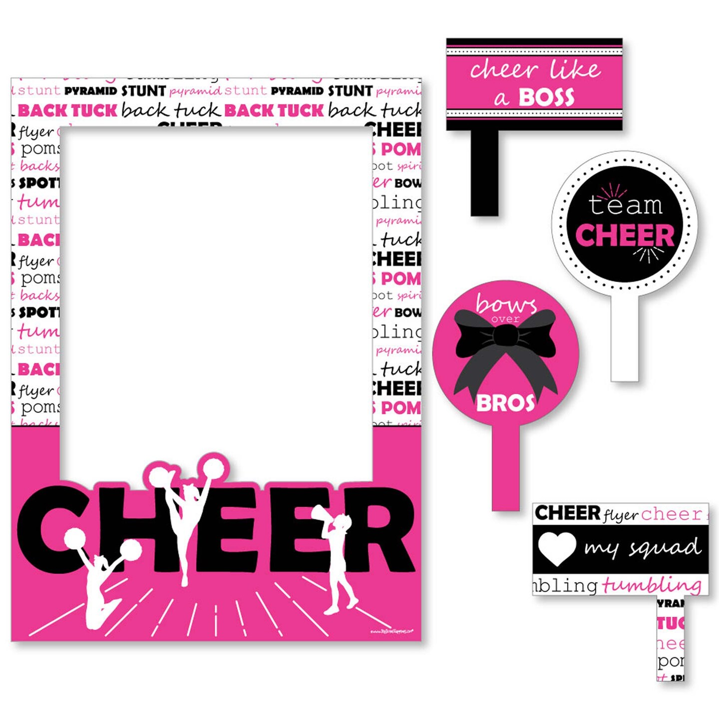 Big Dot of Happiness We&#x27;ve Got Spirit - Cheerleading - Birthday or Cheer Party Selfie Photo Booth Picture Frame &#x26; Props - Printed on Sturdy Material