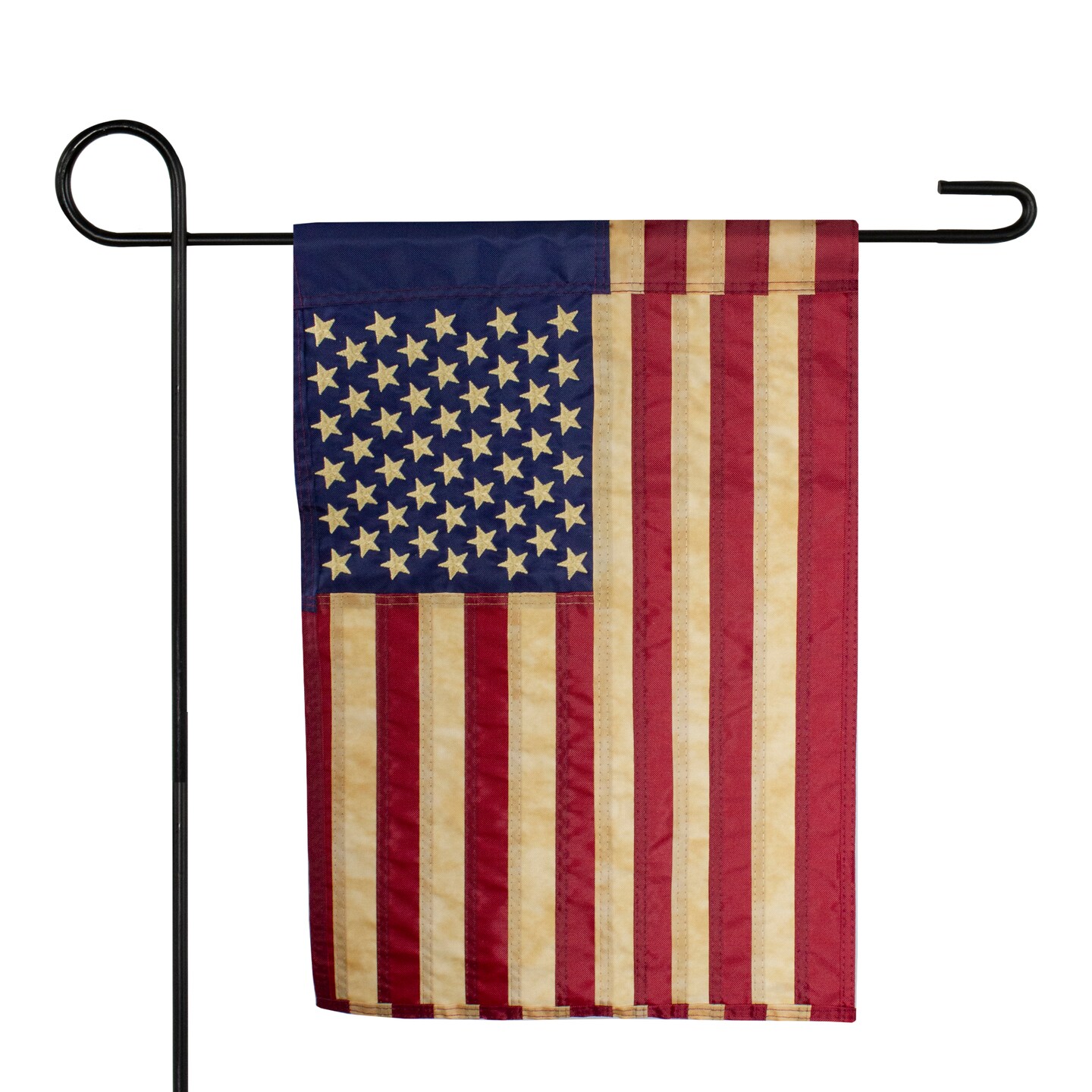 Northlight Embroidered Patriotic Tea-Stained USA Garden Flag 18&#x22; x 12.5&#x22;