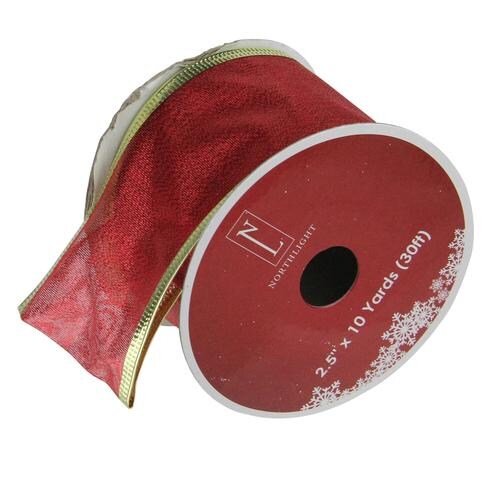 Northlight Red and Gold Solid Christmas Wired Craft Ribbon 2.5&#x22; x 10 Yards