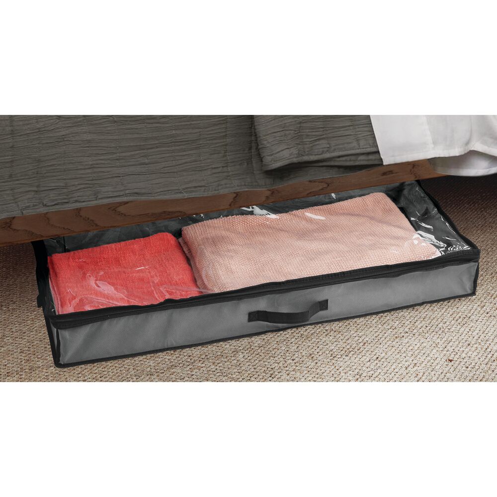 mDesign Fabric Under Bed Boot Storage Organizer Bag, Zippered