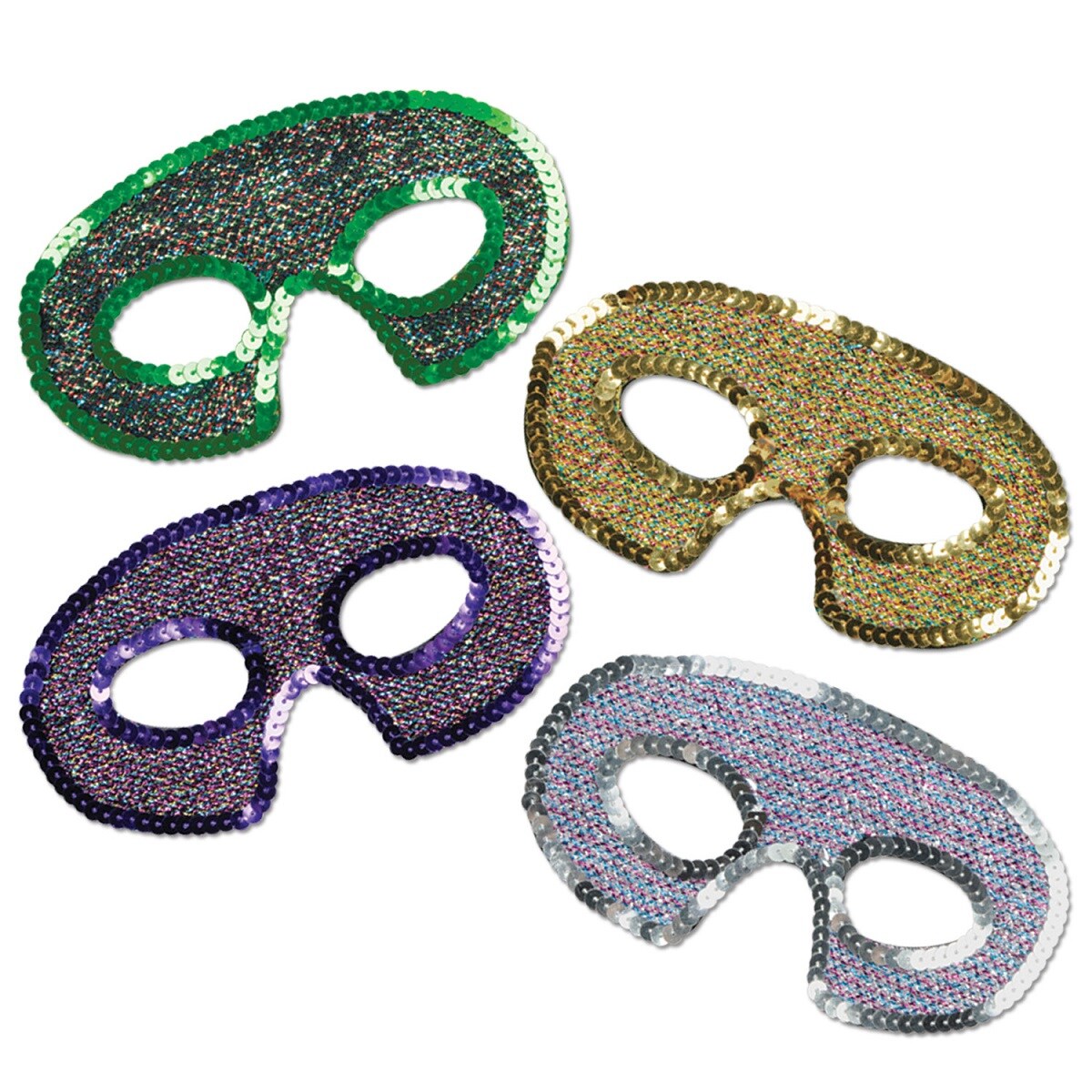 Party Central Club Pack of 24 Sequin Masquerade Unisex Adult Mardi Gras  Half Masks - One Size